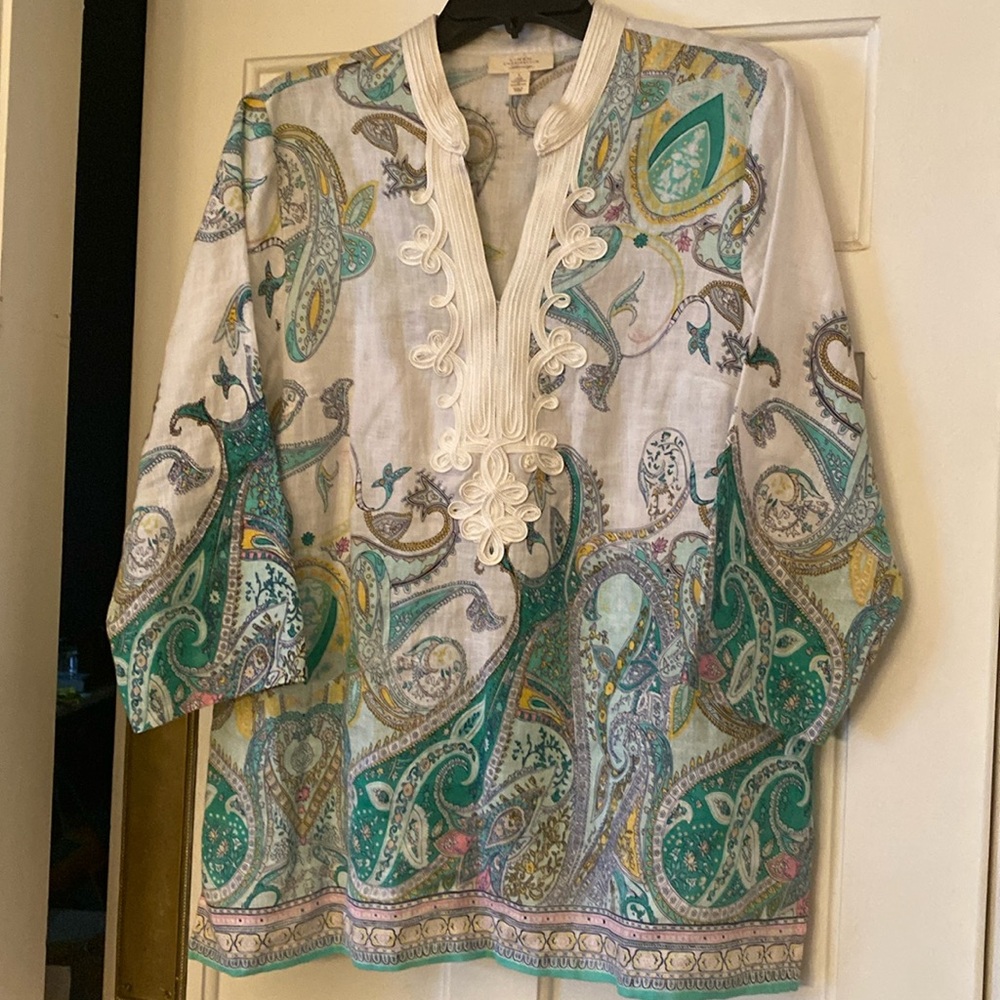 Charter Club Linen Tunic top.  Size L